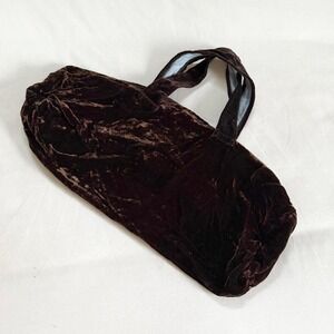 brown velvet knit‎ one crochet yarn bag
